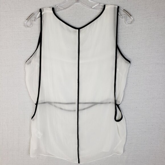 Helmut Lang Double Layered Chiffon Tank White Black Longline Minimalist size S - Picture 7 of 15